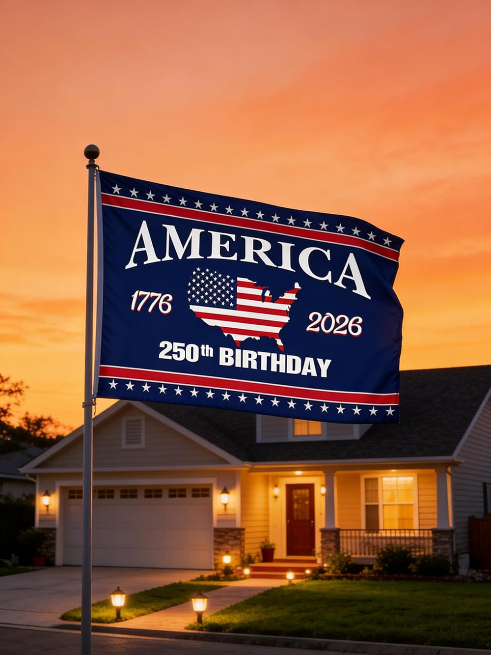 250 Anniversary USA Flag - 3x5 Ft Double Sided 3 Layers Patriotic Flags - 4th...