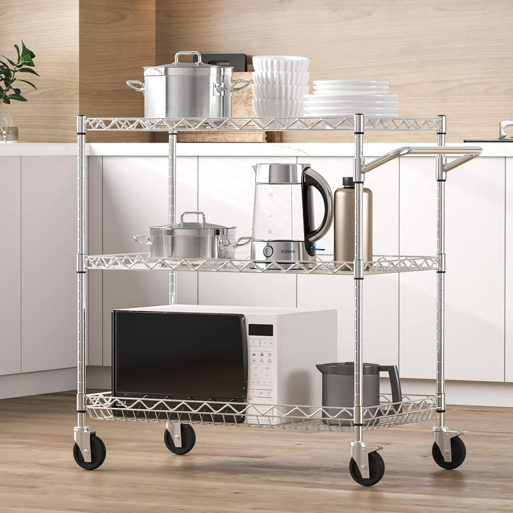 VEVOR Kitchen Utility Cart, 3 Tiers, Wire Rolling Table with 661 LBS Capacity...