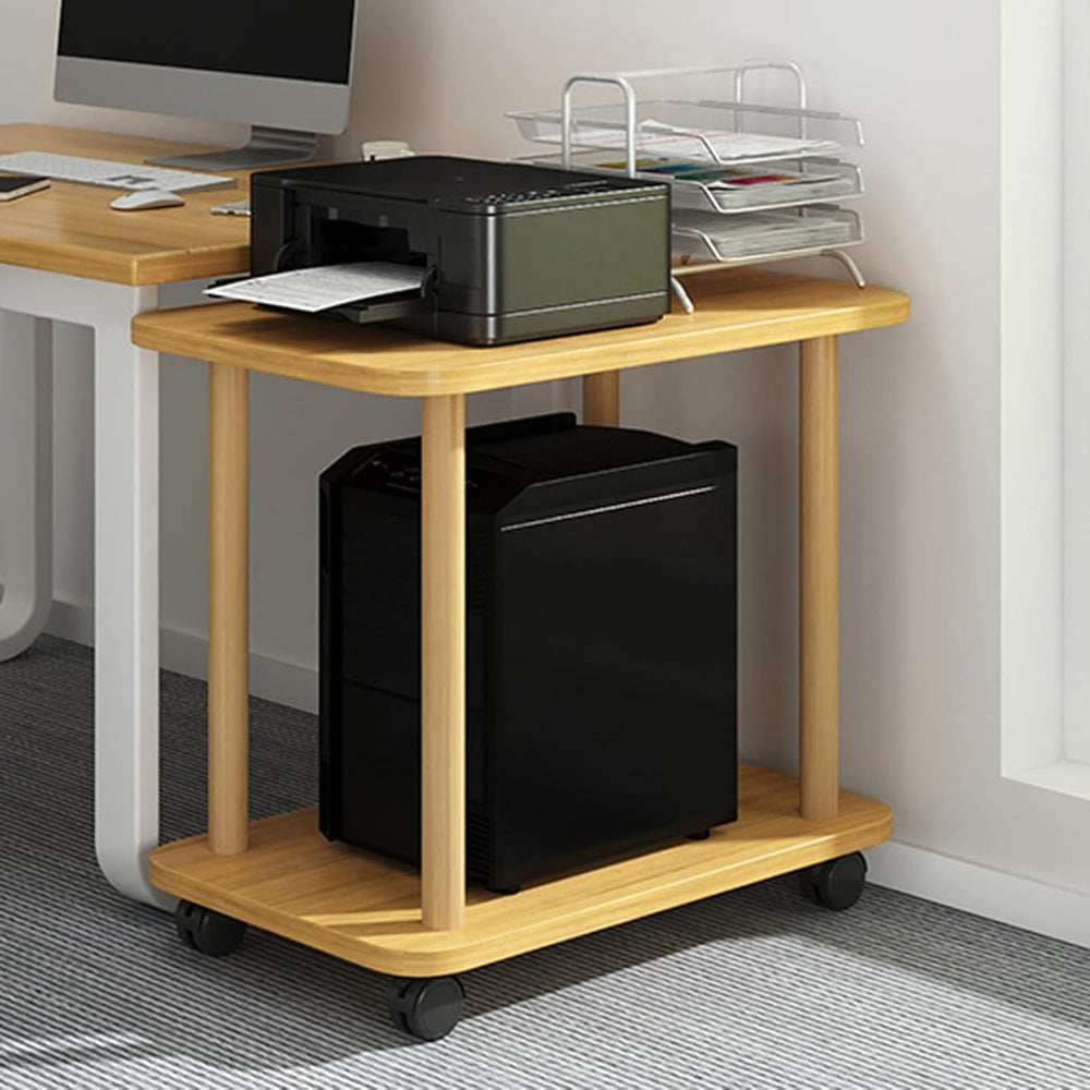 Sofa Side Table with Wheels,Wooden Night Stand with Open Shelf,2 Tier Small R...