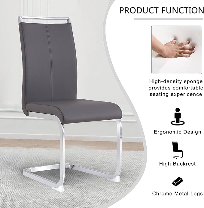 AZmac Modern Leather Dining Chairs Set of 4,Armless Kitchen Chairs,Dining Roo...