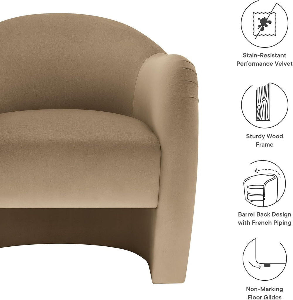 Modway Compose Barrel Chair with Performance Velvet Fabric in Taupe – Upholst...