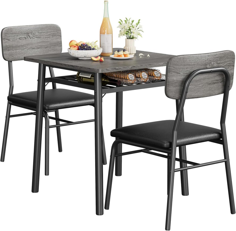 IDEALHOUSE Small Dining Table Set for 2, 3-Piece Dining Set with Storage Rack...