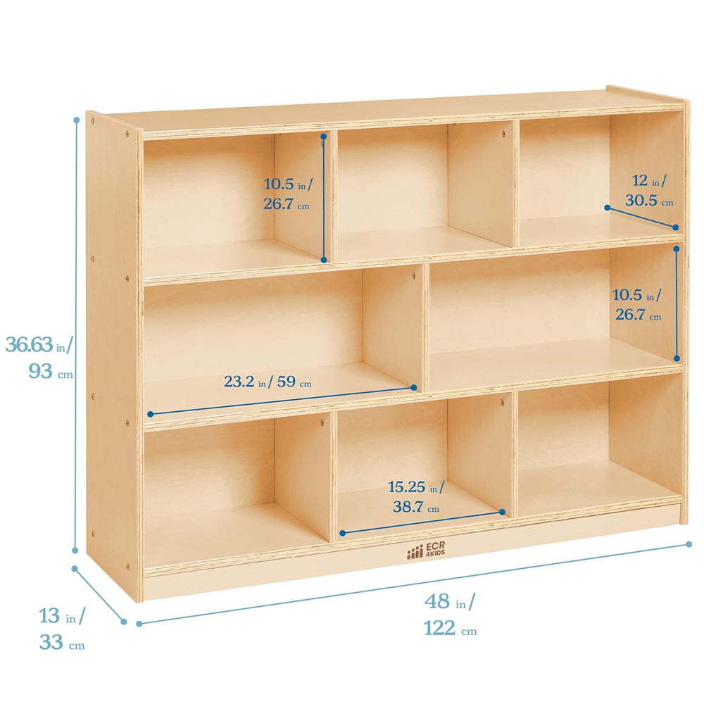 ECR4Kids 8-Compartment Mobile Storage Cabinet, Elementary, Classroom Furnitur...