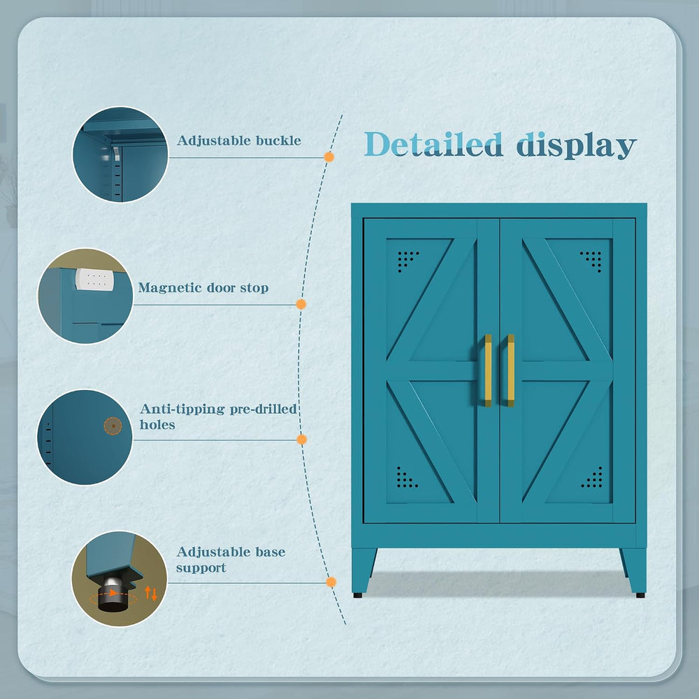 Short Pantry Cabinet with 2 Doors and Adjustable Shelves | Small Kitchen Stor...