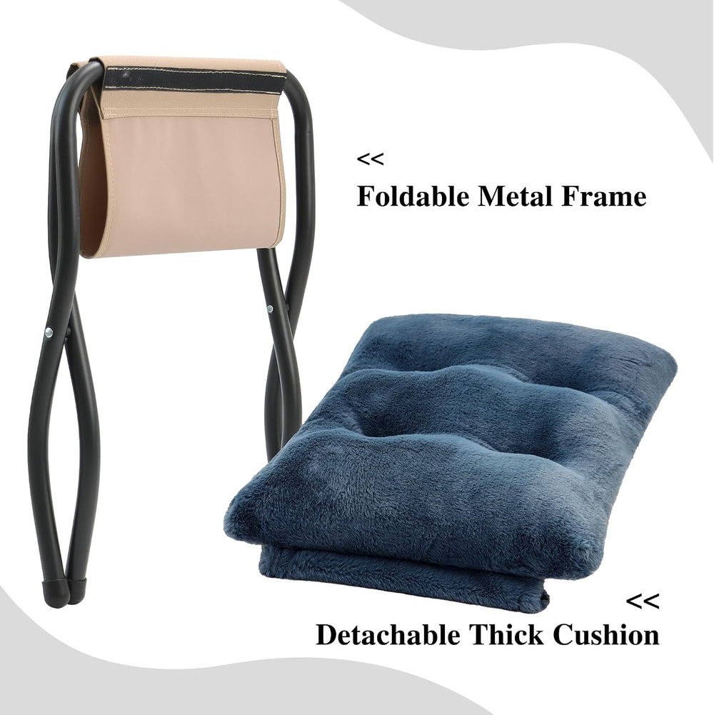 15"(H) Folding Ottoman, Foldable Footrest Stool, Portable Small Foot Sto...