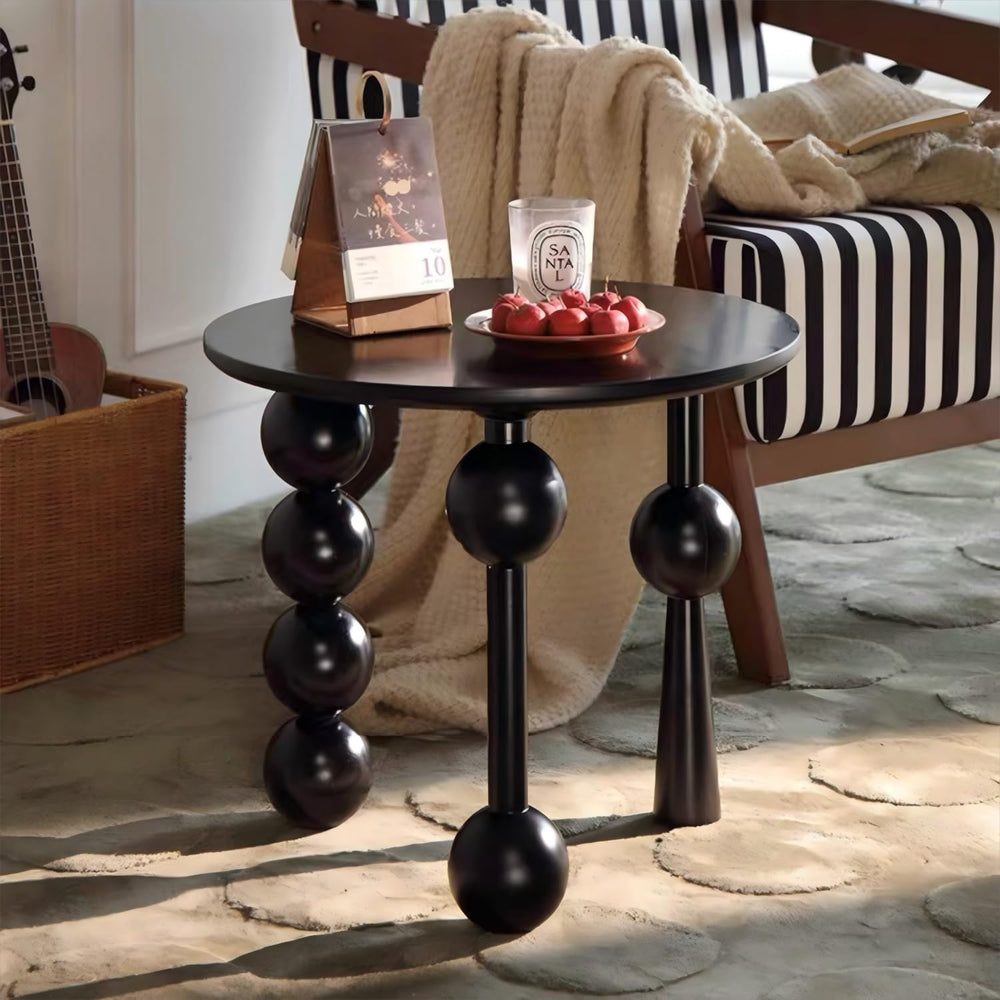 YUNMUAIR-Modern Side Tables Living Room,Black Round End Table for Home Decor,...