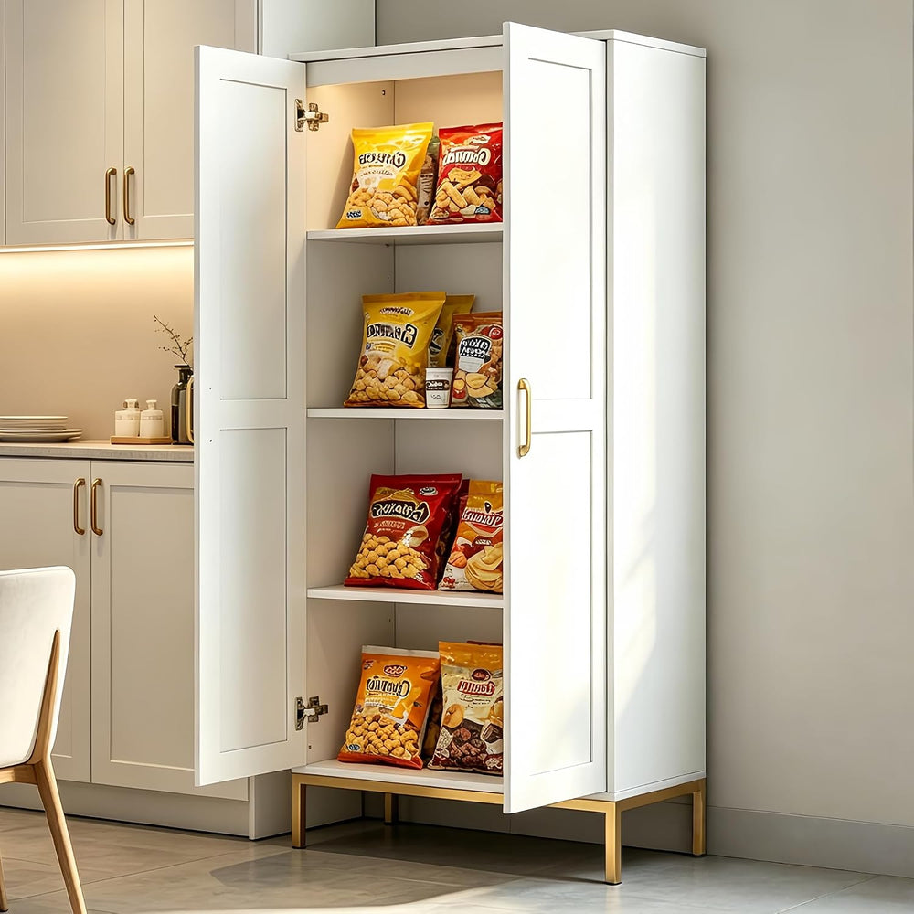 Kitchen Pantry Cabinet,Kitchen Pantry with 2 Adjustable Shelves,4 Shelf Cabin...