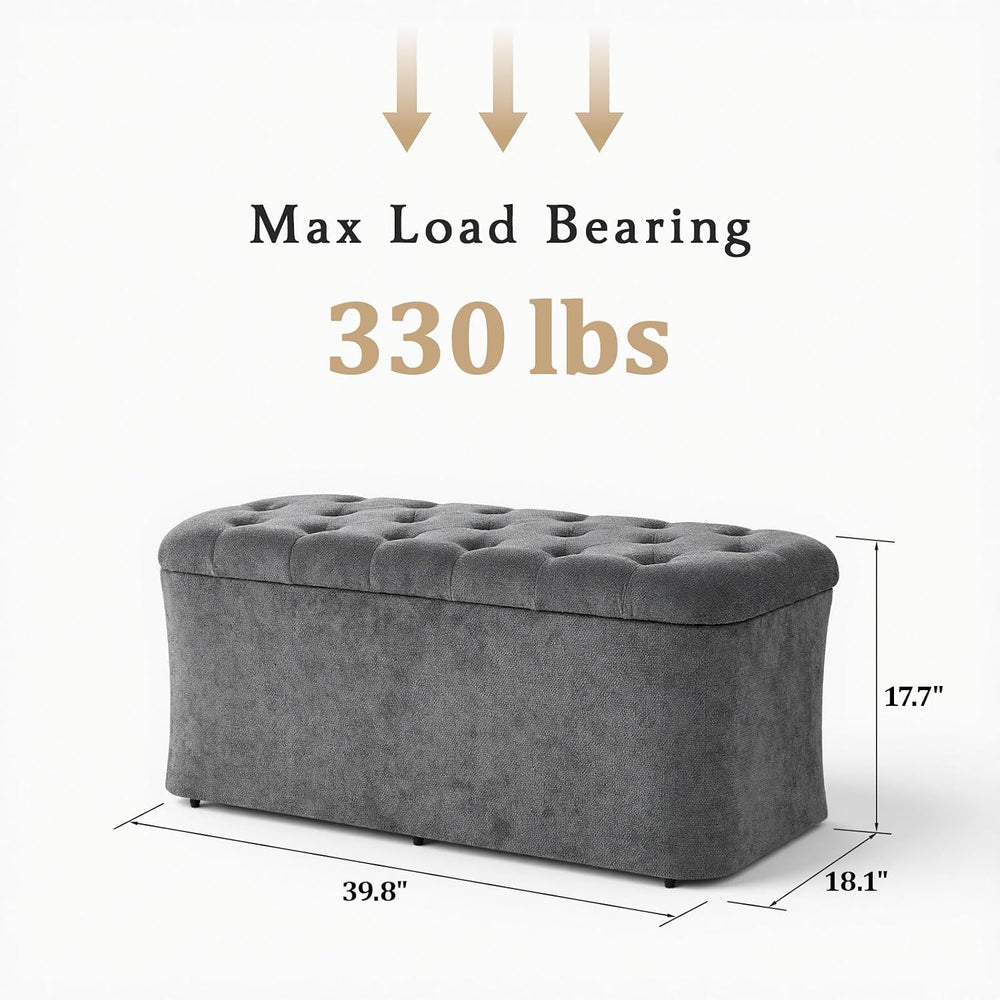 ONBRILL Storage Ottoman Bench, End of Bed Bench, 39.8 x 18.1 x 17.7 Inches Po...