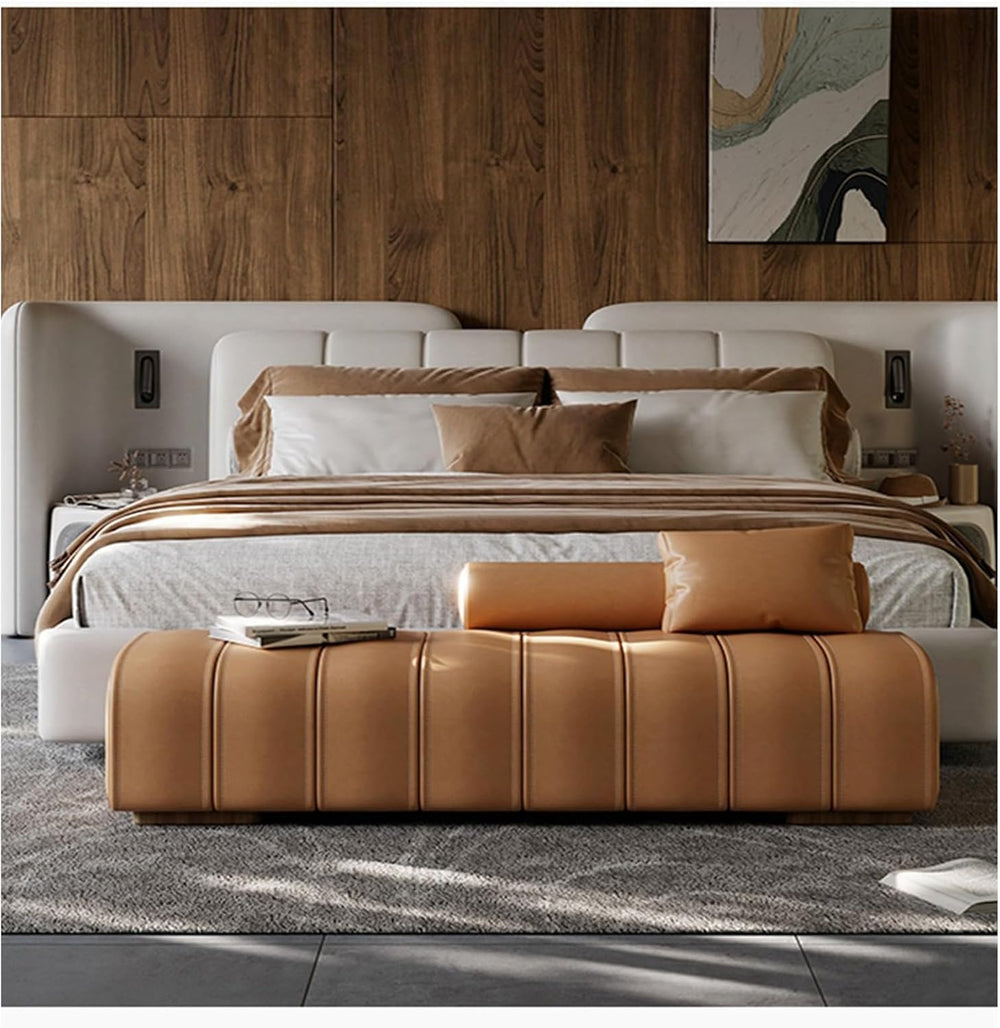 Modern Faux Leather Upholstered End of Bed Bench Modern Long,Rectangular Acce...