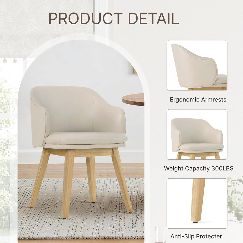 KISLOT Wooden Dining Chairs Set of 2, Faux Leather Upholstered Modern Dining ...