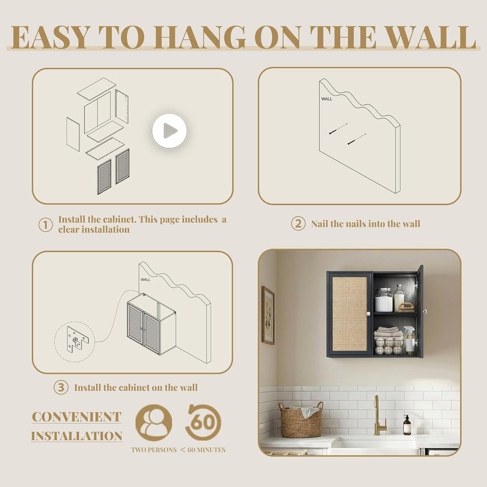 Laundry Room Cabinets with Lights, 24INCH Bathroom Cabinets Wall Mounted with...