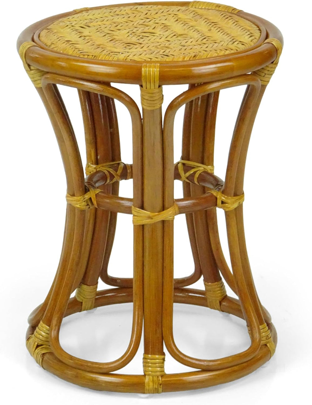 Natural Rattan Wicker Stool Breeze Plant Stand Handmade Design ECO, Cognac