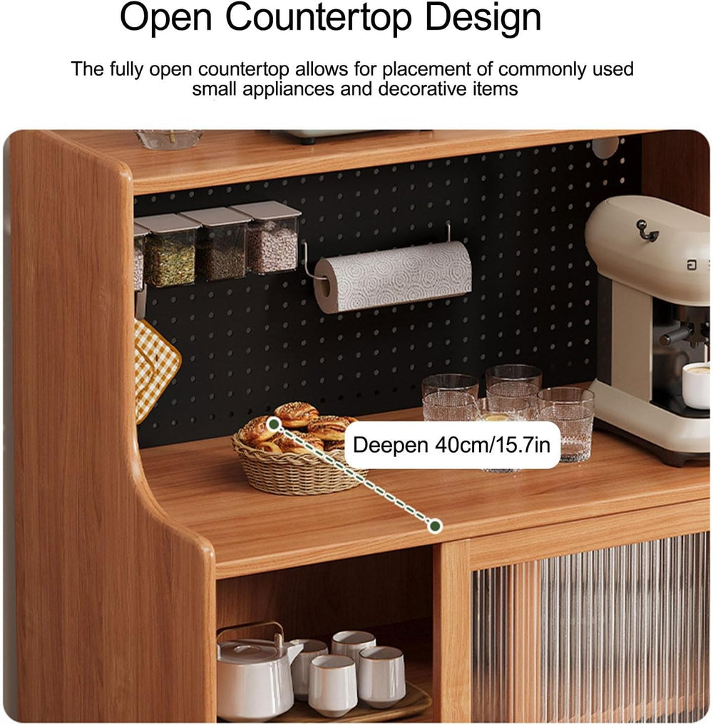 Cabinet with Doors Storage & Adjustable Shelves, Farmhouse Kitchen Pantry...