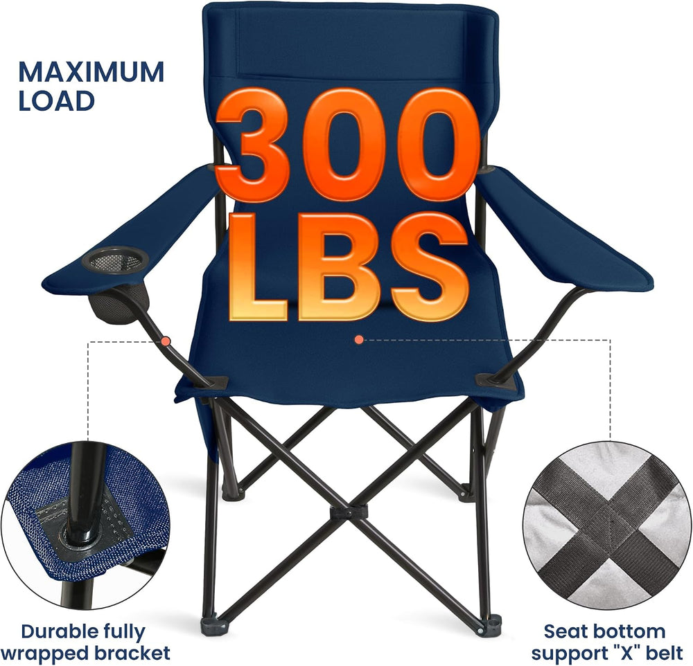 Portable Camping Chair 2 Pack, Folding Outdoor Chair with Cup Holder & Si...