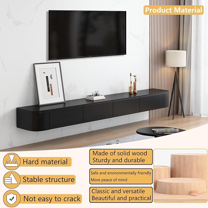 Floating TV Stand with Drawers, Pre-Assembled Wall Mounted TV Console, Modern...