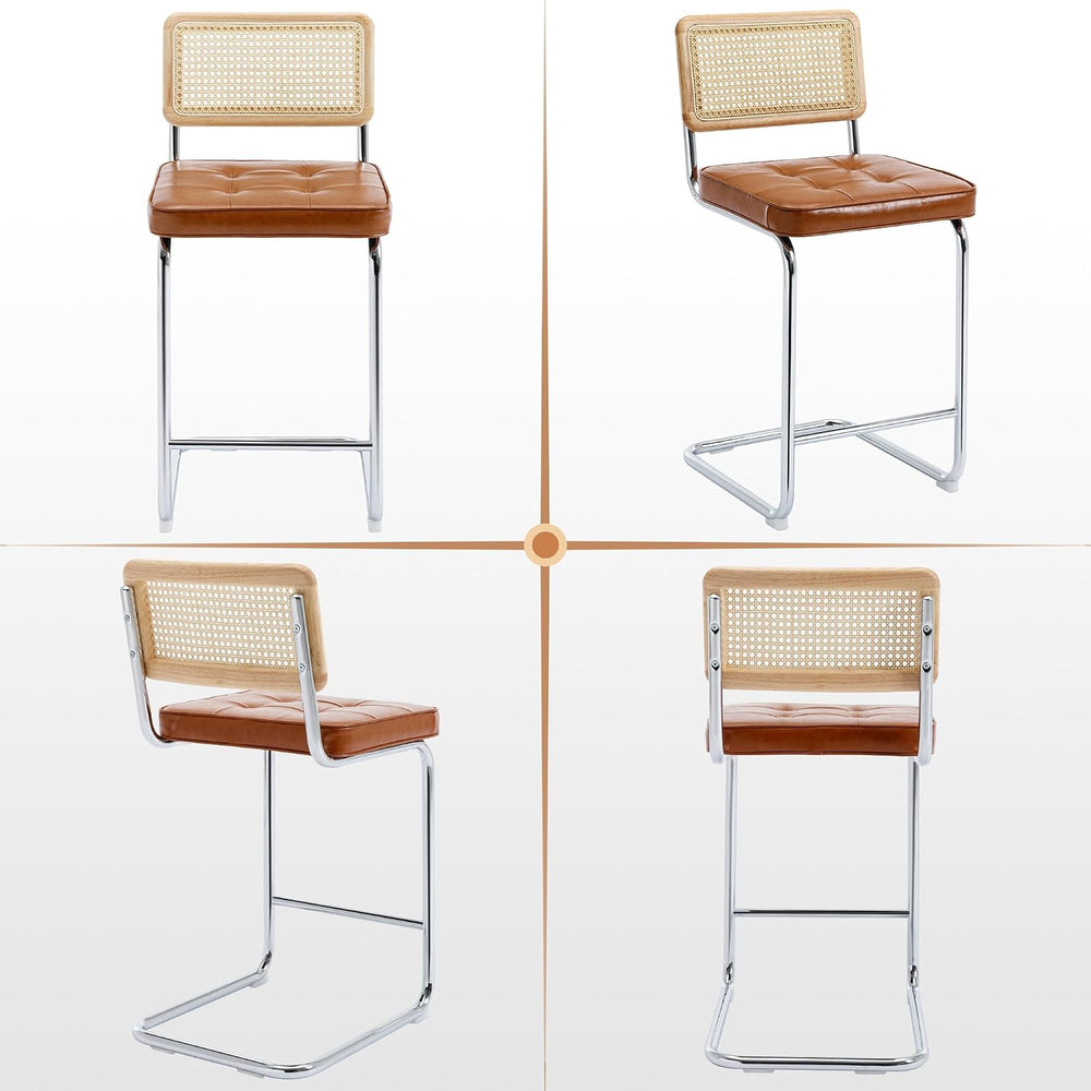 Zesthouse Natural Rattan Counter Stools Set of 2, 26" Modern Boho Barsto...