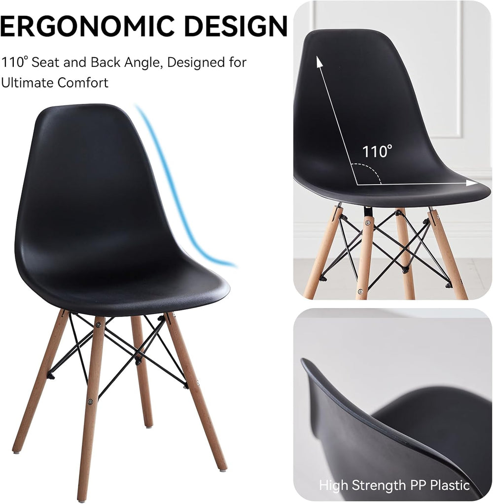 5-Piece Round Dining Set, 35.5" Black Table Chairs Set of 4 | Kitchen Ta...