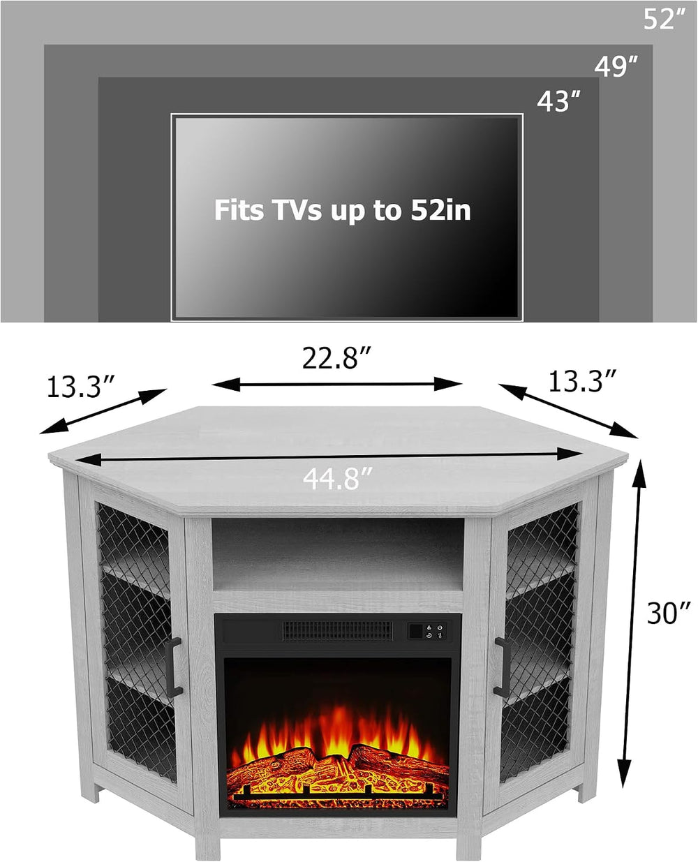 47" Corner Fireplace TV Stand Up to 55" TVs with 18" Electric ...