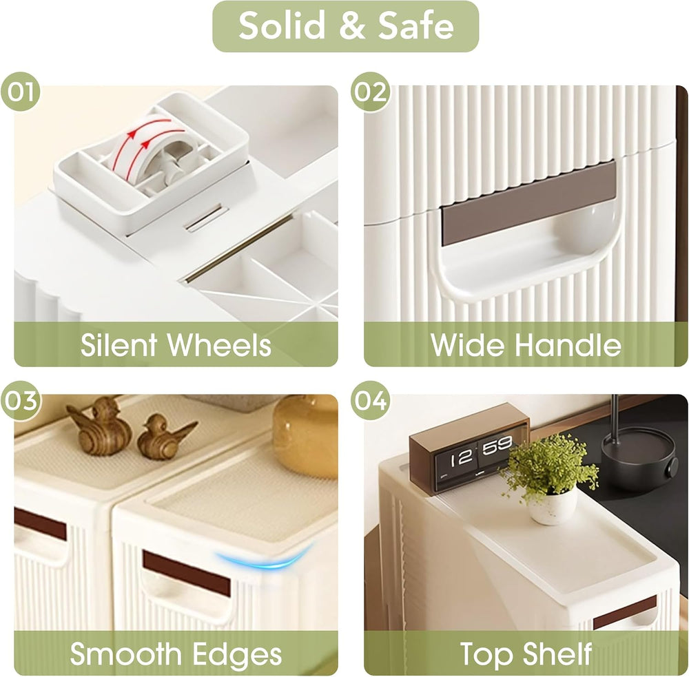 4 Drawers Narrow Bathroom Storage Cabinet, Slim Storage Cabinet, Plastic Slim...
