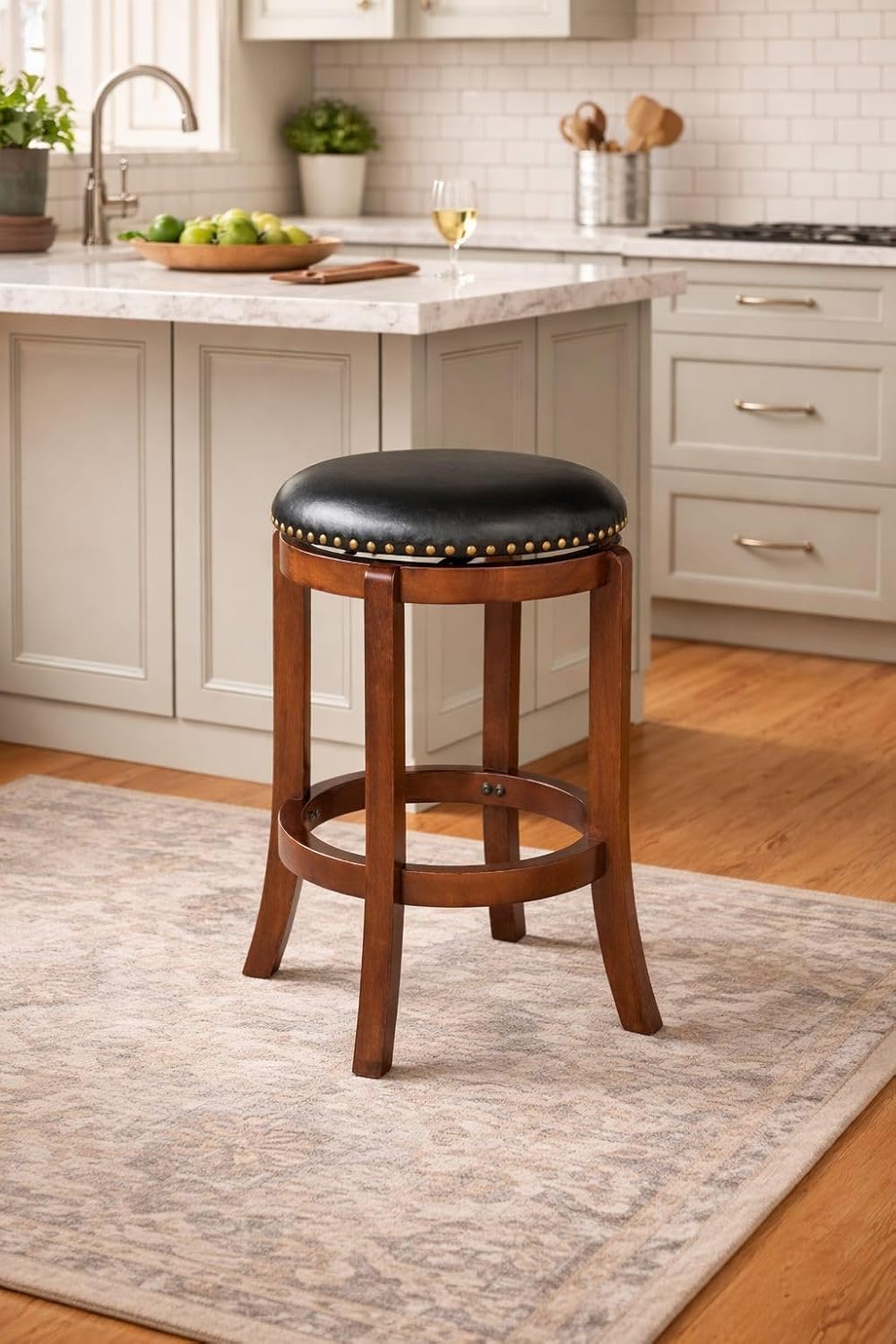 Cordova Swivel Backless Counter Stool - Mocha Brown