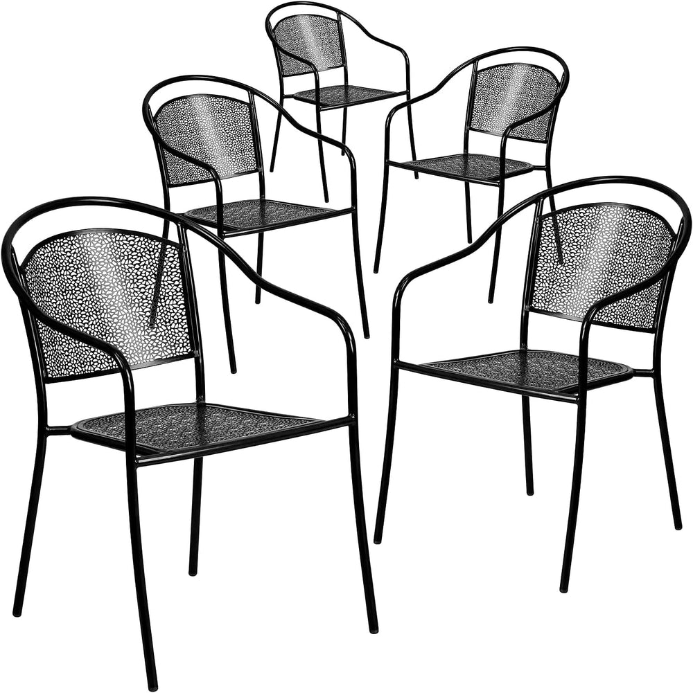 Flash Furniture Commercial Grade Black Indoor-Outdoor Steel Patio Arm Chair w...
