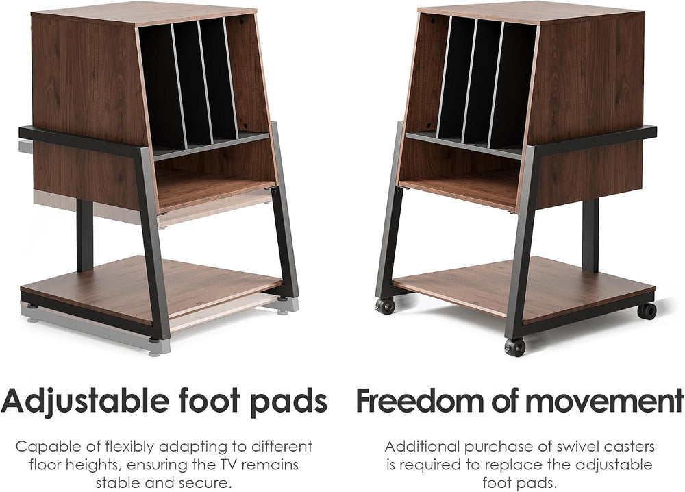 FITUEYES Record Player Stand with Storage for 120 Vinyl Records, Walnut | Vin...