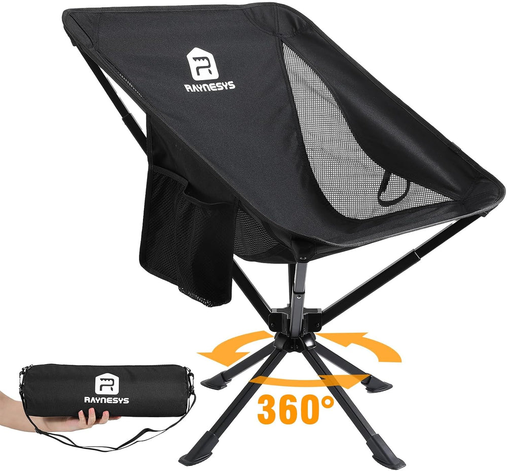 Raynesys Portable Swivel Camping Chair, 8 Seconds Quick Setup Easy Carry