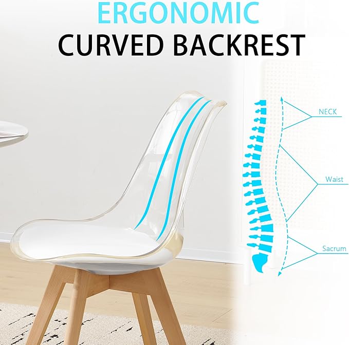 Dining Chairs Set of 4, Clear Acrylic Dining Chair Modern Transparent Chairs ...