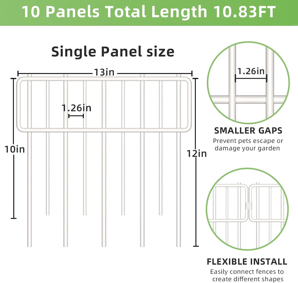 Blingluck Animal Barrier Fence, 10 Pcs Upgrade 1.26 in Gap Decorative Fences ...