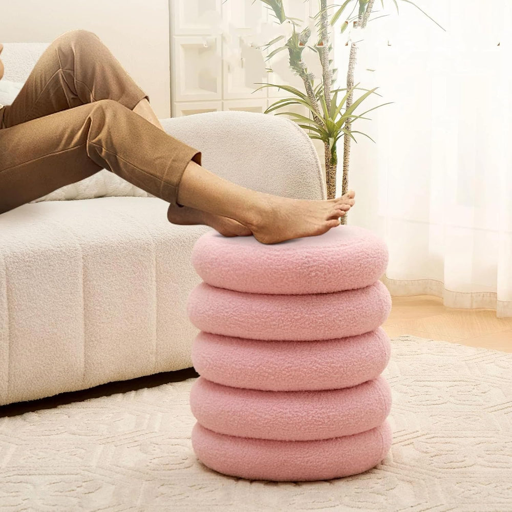 Round Storage, Footstool, Dressing Stool with flip Tray, Home Decoration Make...