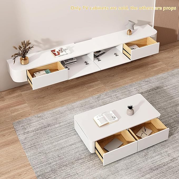 Floating TV Stand with Drawers, Pre-Assembled Wall Mounted TV Console, Modern...