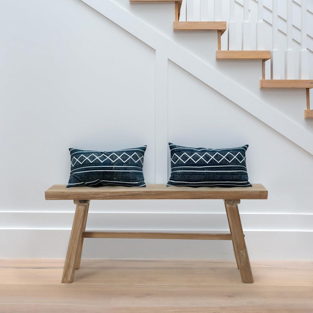 Wnutrees 39" Farmhouse Solid Wood Bench, Rustic Dining Entryway Bench | ...