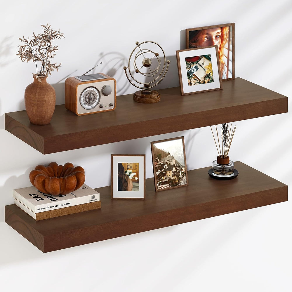 Fun Memories Floating Shelves, 9.3'' Deep Solid Pine Wood Wall Shelve...