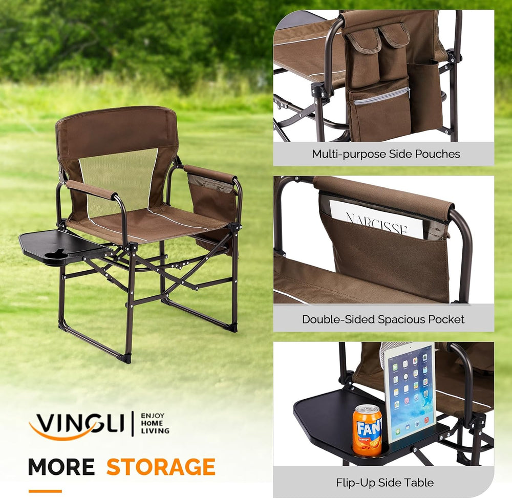 VINGLI Camping Chairs, Directors Chair, Camping Chair with Side Table & C...