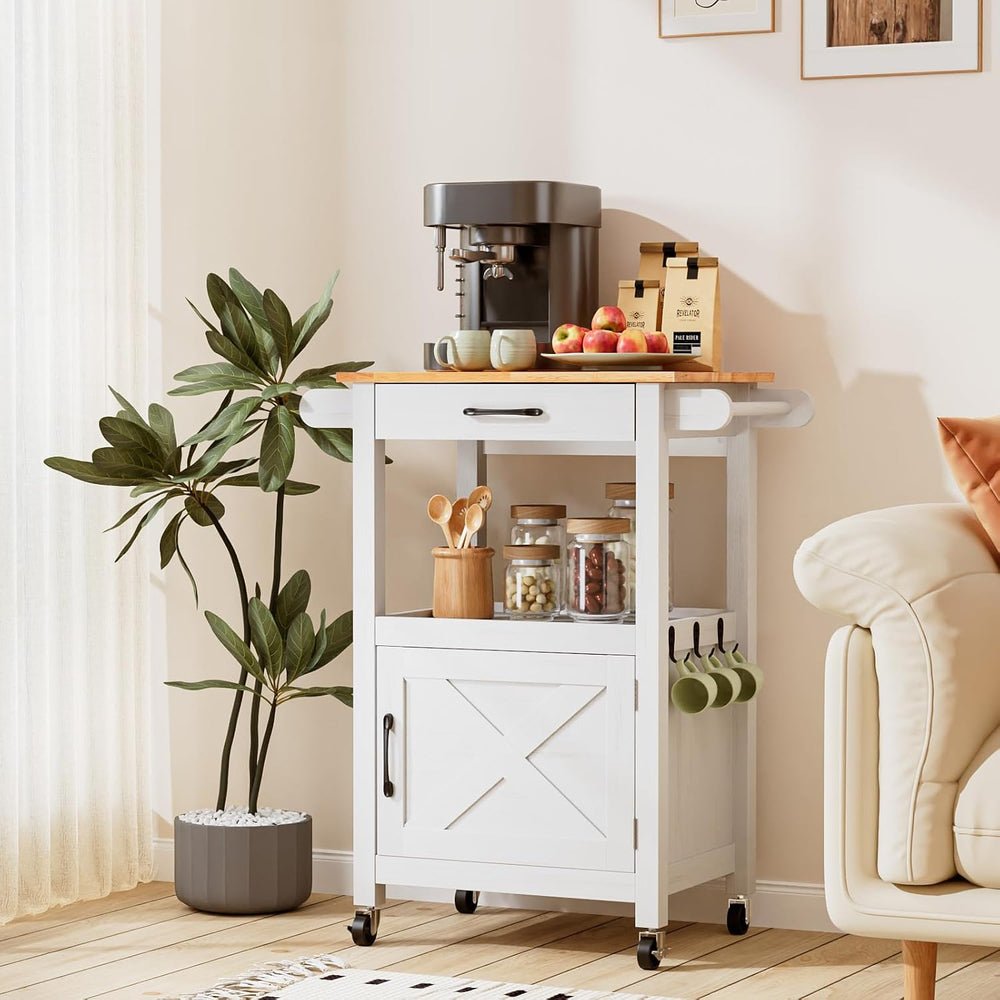 VINGLI Rolling Kitchen Island Cart with Storage Cabinet & Microwave Stand...