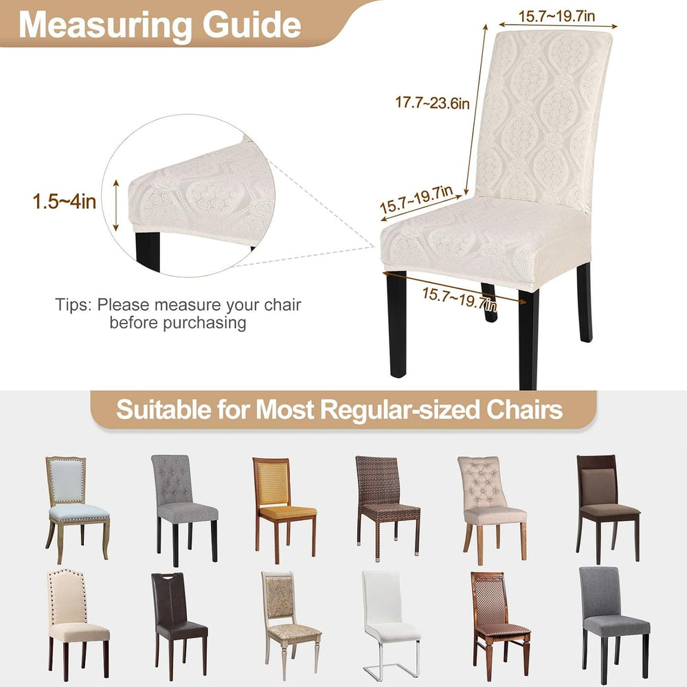 Water Repellent Dining Room Chair Cover,6 Pack,Beige Flower Pattern