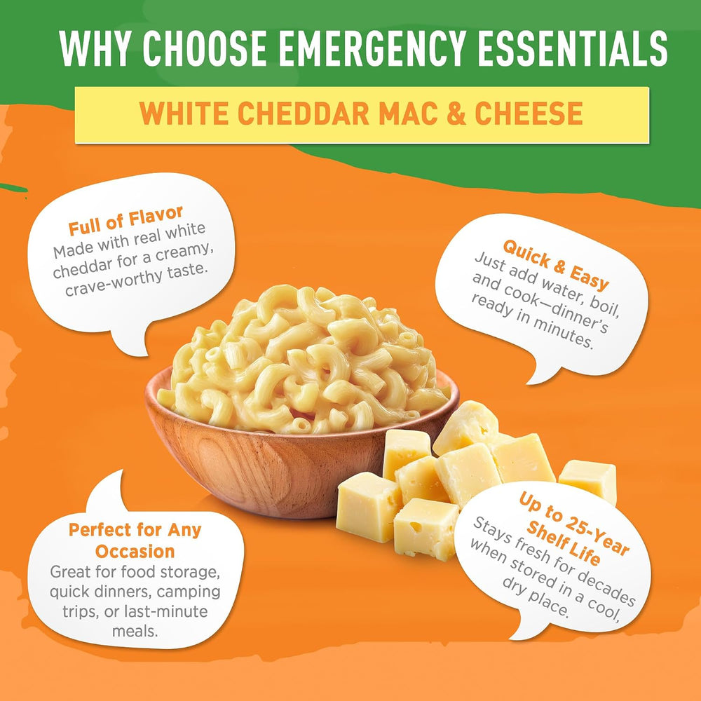Emergency Essentials Freeze Dried White Cheddar Mac & Cheese, Large #10 C...