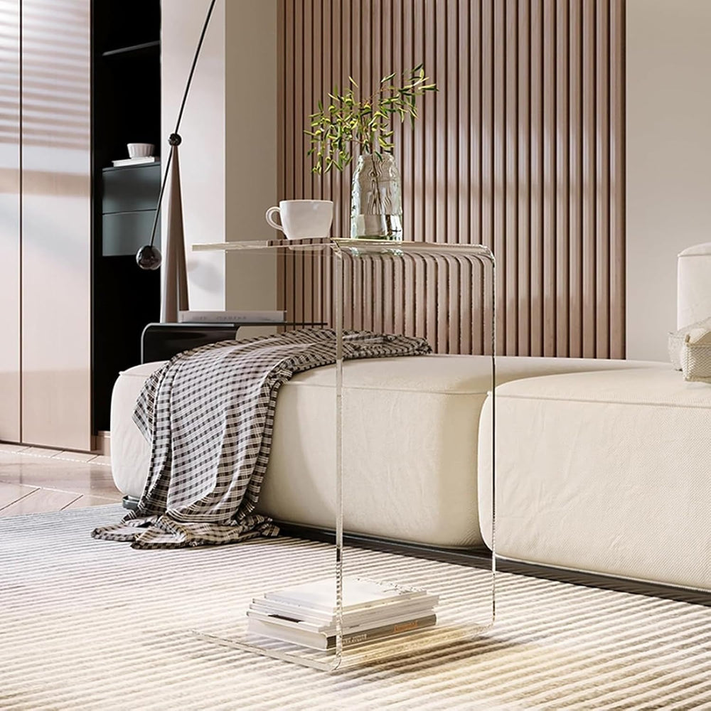 Acrylic C-Shaped End Table, Clear Side Tables for Living Room, Coffee/Drink/F...