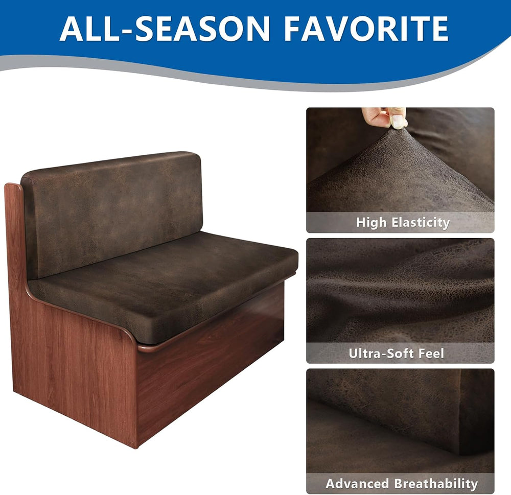 Leather Look RV Dinette Cushion Covers, Stretchable Camper Couch Cushion Cove...