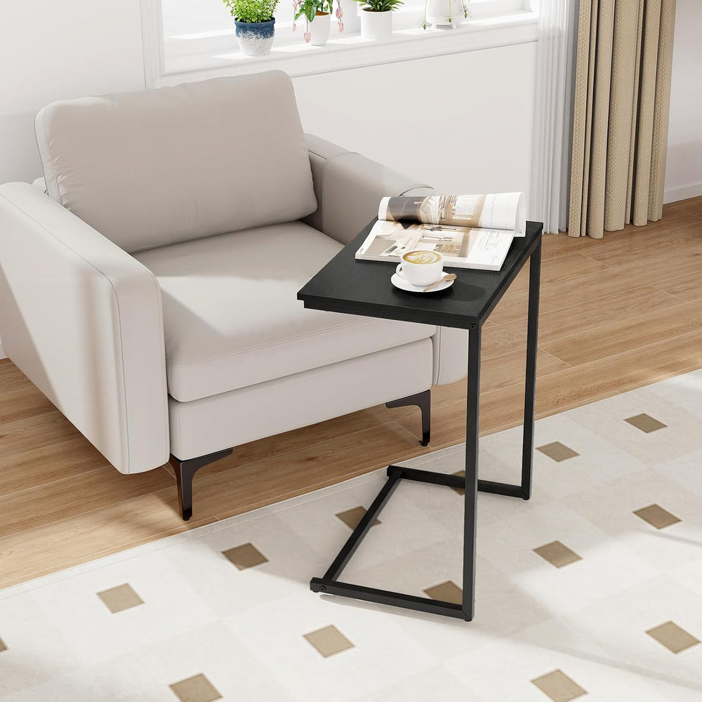 Tangkula C-Shaped End Table, Vintage Accent Couch Table with Heavy-Duty Metal...
