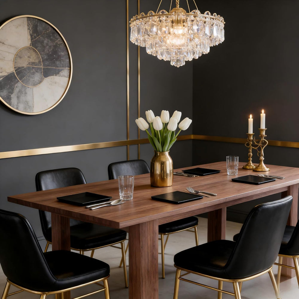 55" to 86" Expandable Dining Table with Slide-Out Leaf for 6 10 Peo...