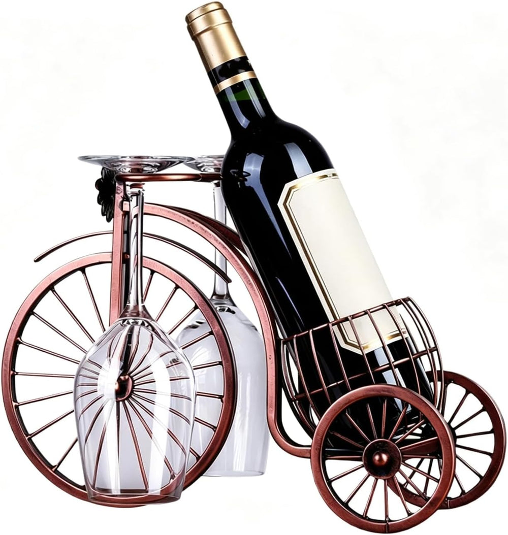 Metal Wine Rack, Tricycle Shaped Small Wine Bottle Holder | Welded Iron Frame...