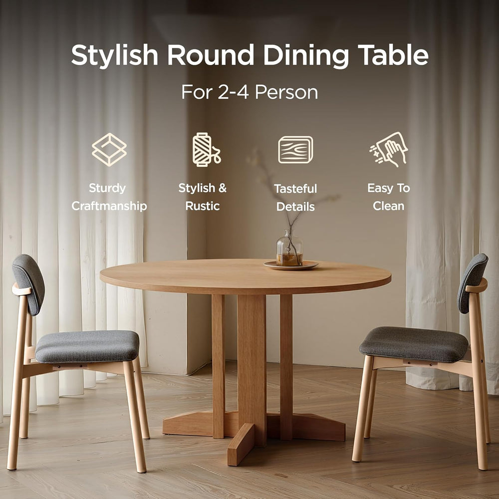 Acanva 47" Small Round Dining Table for 4 Person, MDF Top and Sturdy Woo...