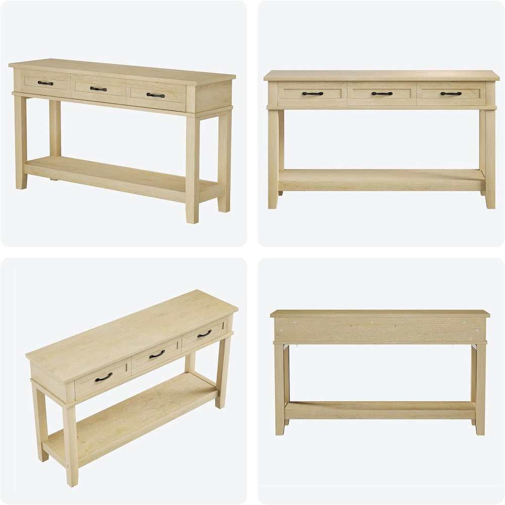 GarveeHome Entryway Table, Console Table with 3 Storage Drawers, 3 Tier Farmh...