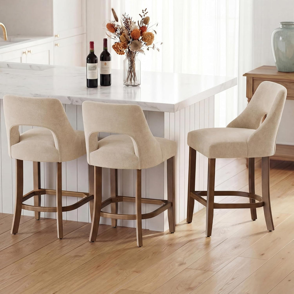 UVV Bar Stools Set of 4, Upholstered Counter Height Bar Stools, Modern Counte...
