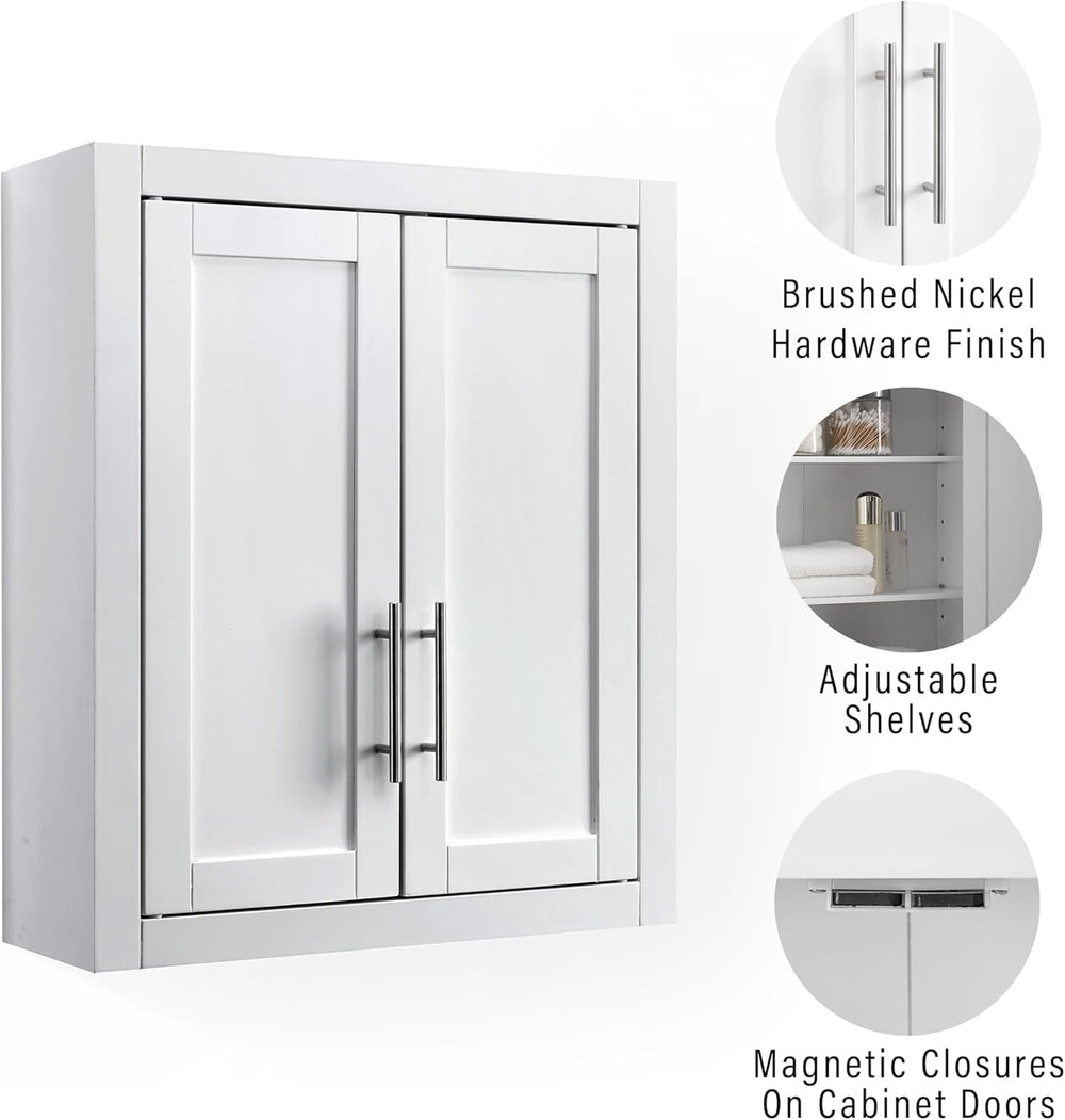 Crosley Furniture Savannah Wall Mounted Bathroom Storage Medicine Cabinet wit...