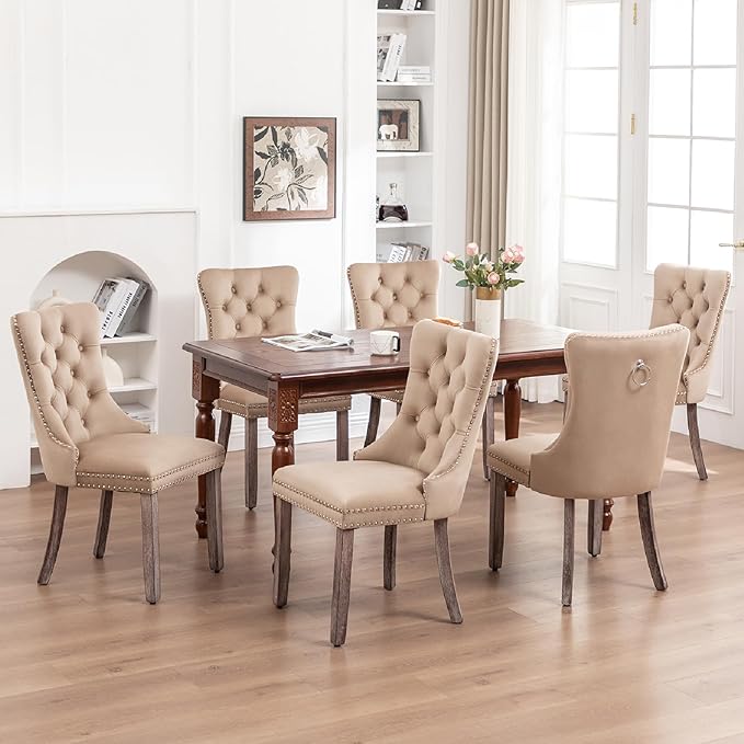 Kiztir Velvet Dining Chairs Set of 6, Upholstered Dining Room Chairs with Rin...