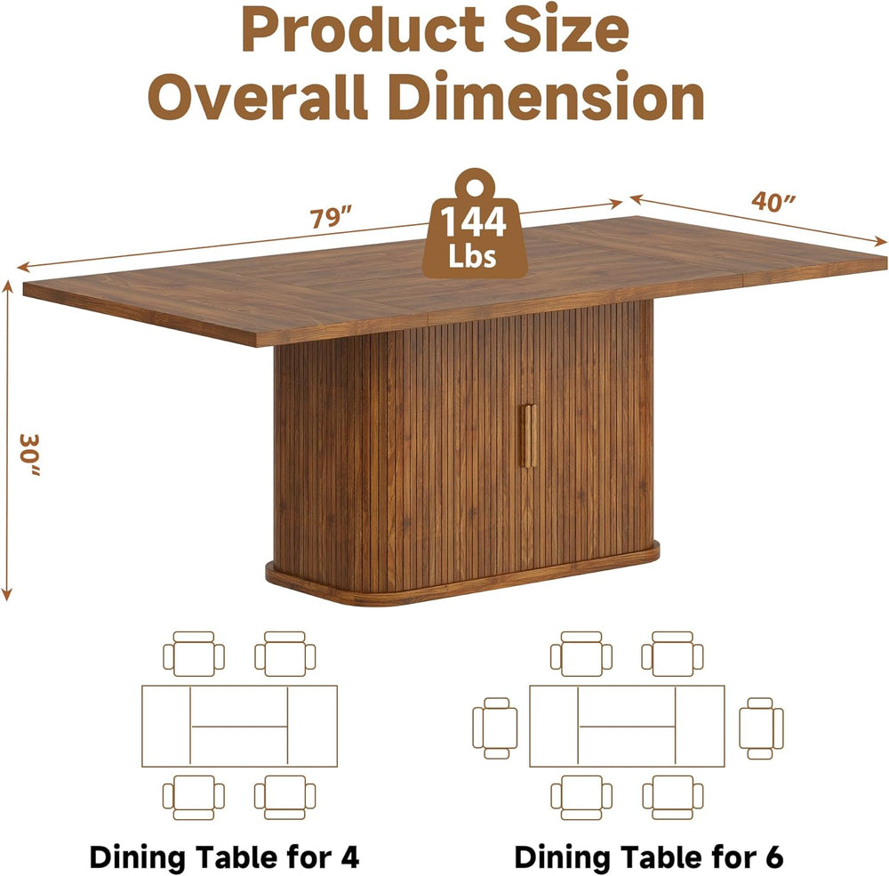 knoworld 78.7" Rectangular Dining Table for 6-10, Farmhouse Kitchen Furn...