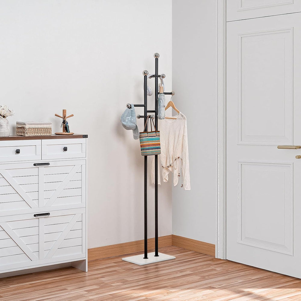 JIAYUEJU Metal Standing Coat Rack for Entryway Bedroom Living Room (Black)