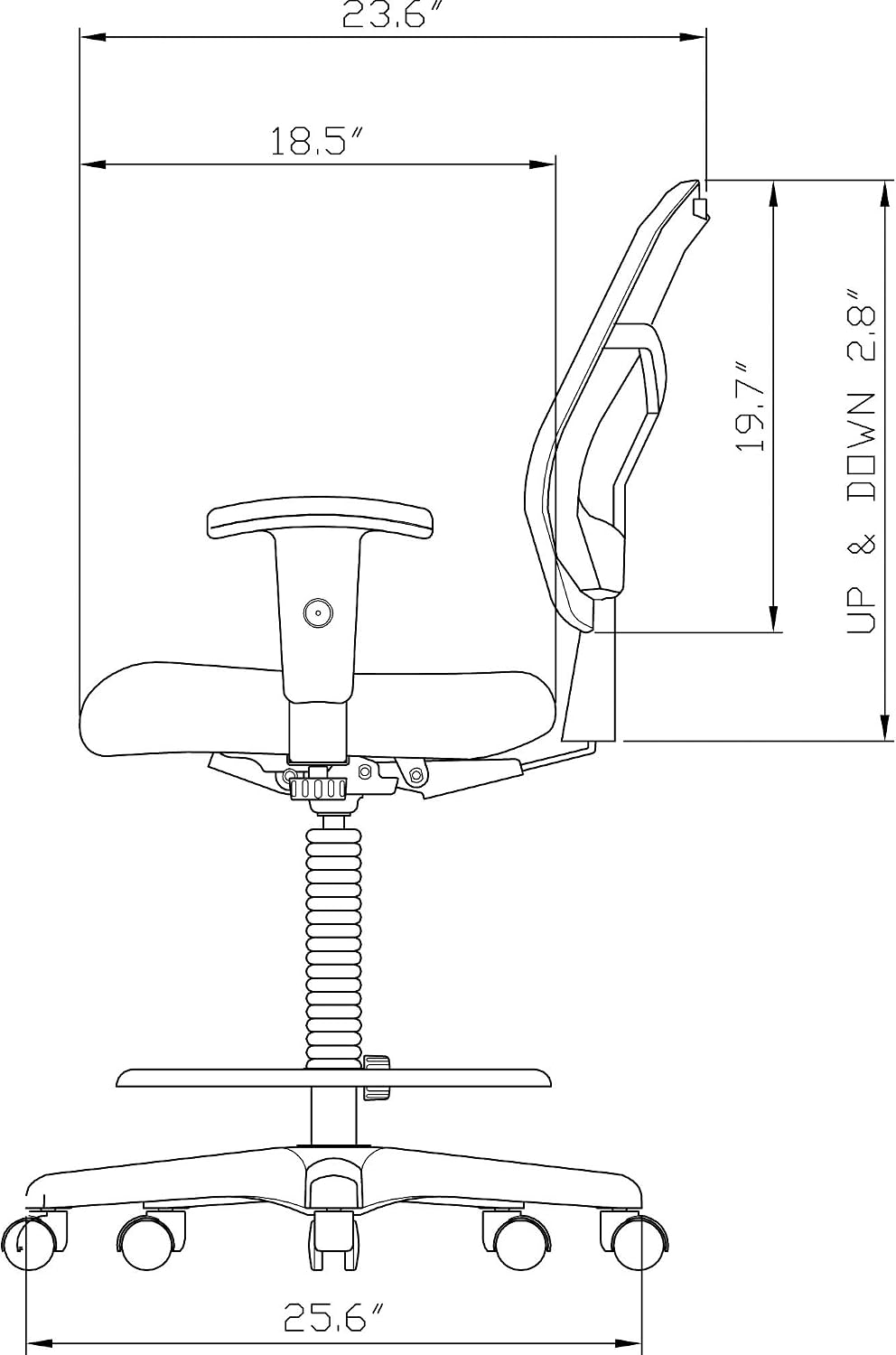 Lorell Ratchet Stool Office Chair - Ergonomic Mid-Back Design with Breathable...